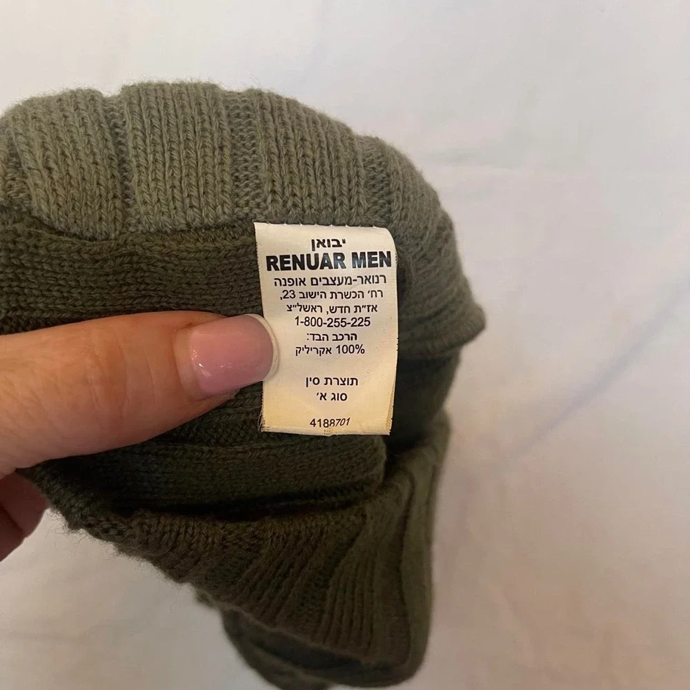 Renuar men's olive green wool knit beanie